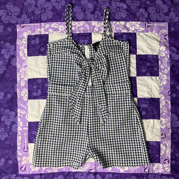 Blue Life Tops - Black & White Checkered Romper